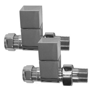 Essential Square Radiator Valves Straight 15mm Chrome