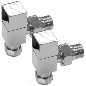 Essential Square Radiator Valves Angled 15mm Chrome