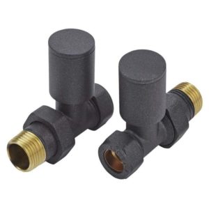 Essential Anthracite Straight Radiator Valves