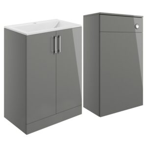 Iona Butler 600mm Basin Unit & 500mm WC Unit Grey