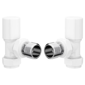 Iona Patterned White Radiator Valves Angled