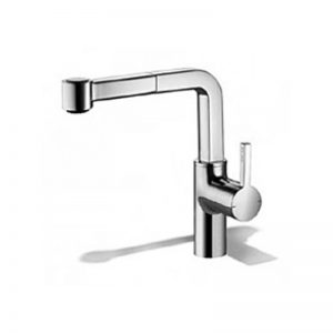 KWC Ava Mono Sink Mixer with Pull-Out Spray Decor Steel