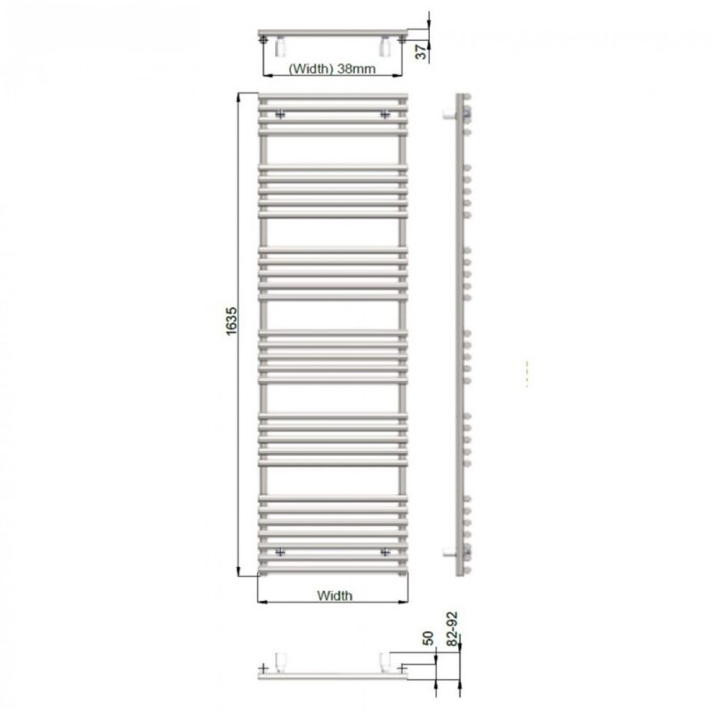 Redroom TT Lux Quartz White 1635x496mm Heated Towel Rail