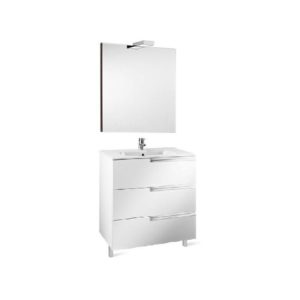 Roca Victoria-N Pack 600mm 3 Drawer Unit, Mirror & Light White