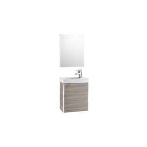 Roca Mini Pack Basin & Base Unit 450mm & Mirror Textured Grey